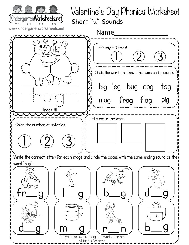 Kindergarten Printable Worksheets Phonics