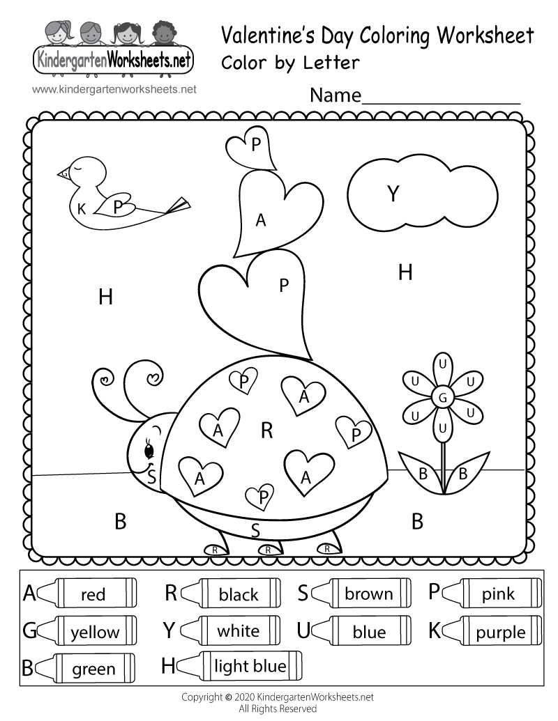 Valentines Day Color By Letter Worksheet Free Printable 