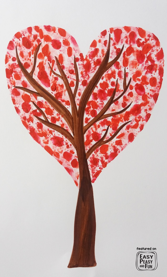 Valentines Day Heart Fingerprint Tree Craft Easy Peasy And Fun