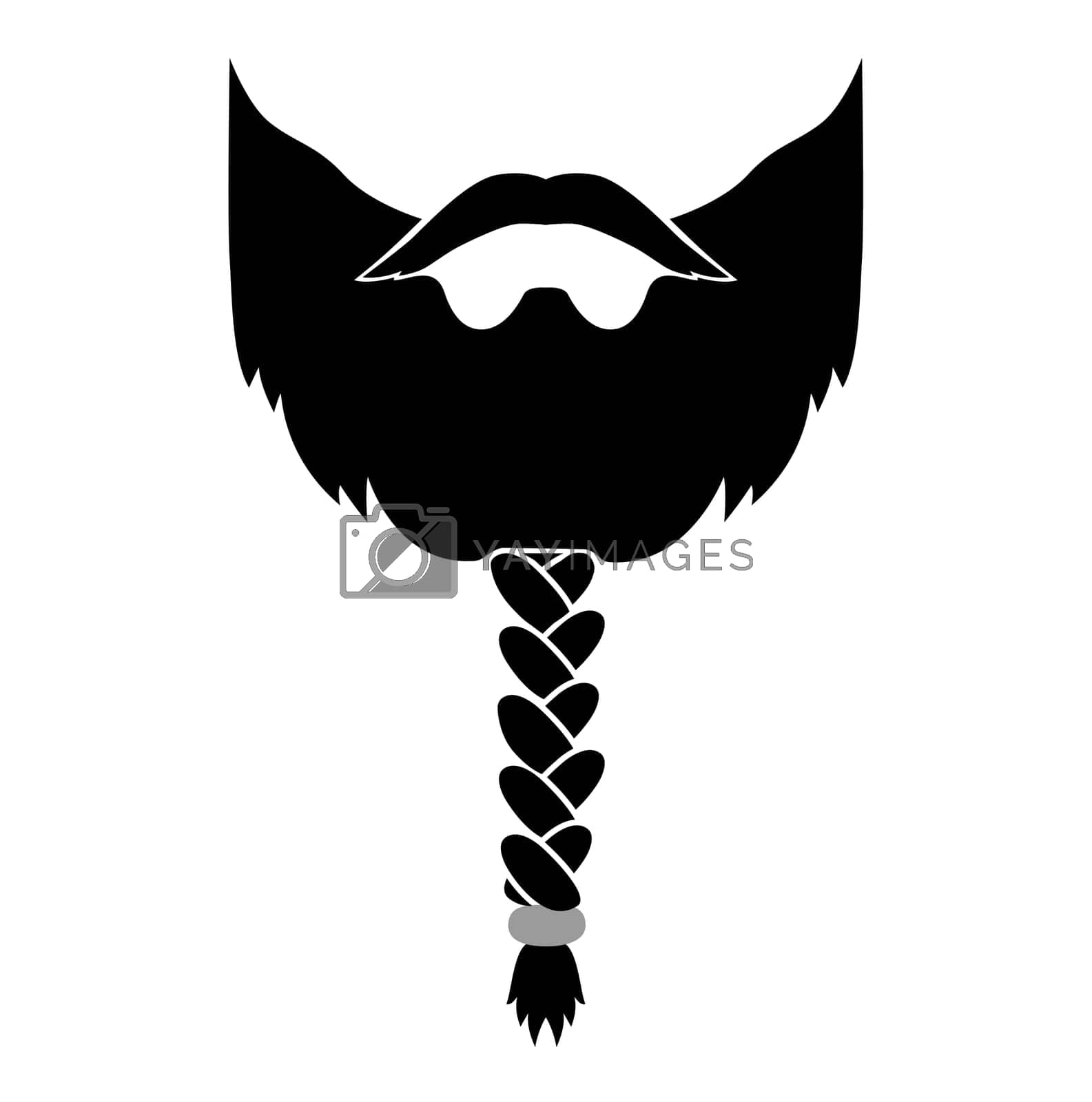 Viking Beard Men Braided Or Styled With Beads Illustration Facial 