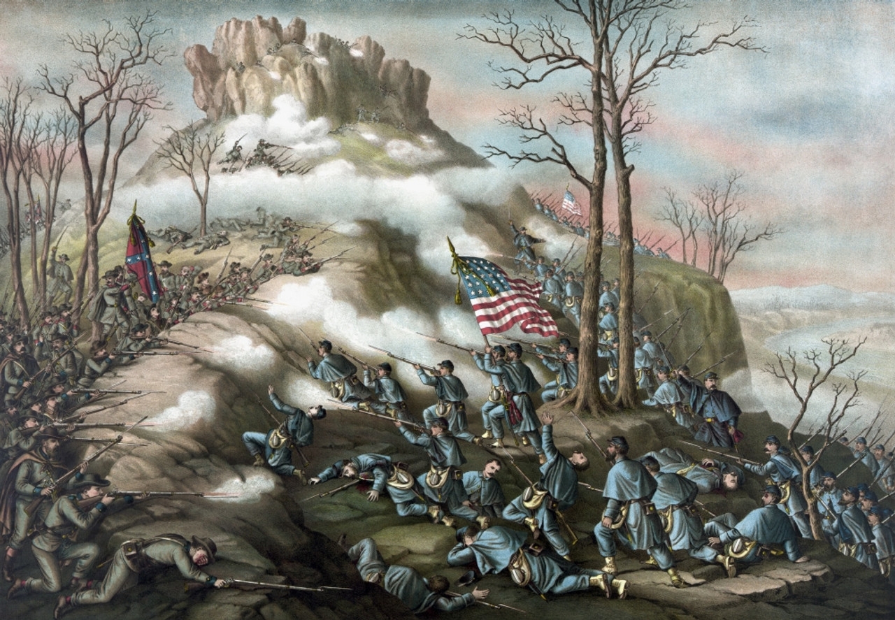 Vintage American Civil War Print Of The Battle Of Lookout Mountain 