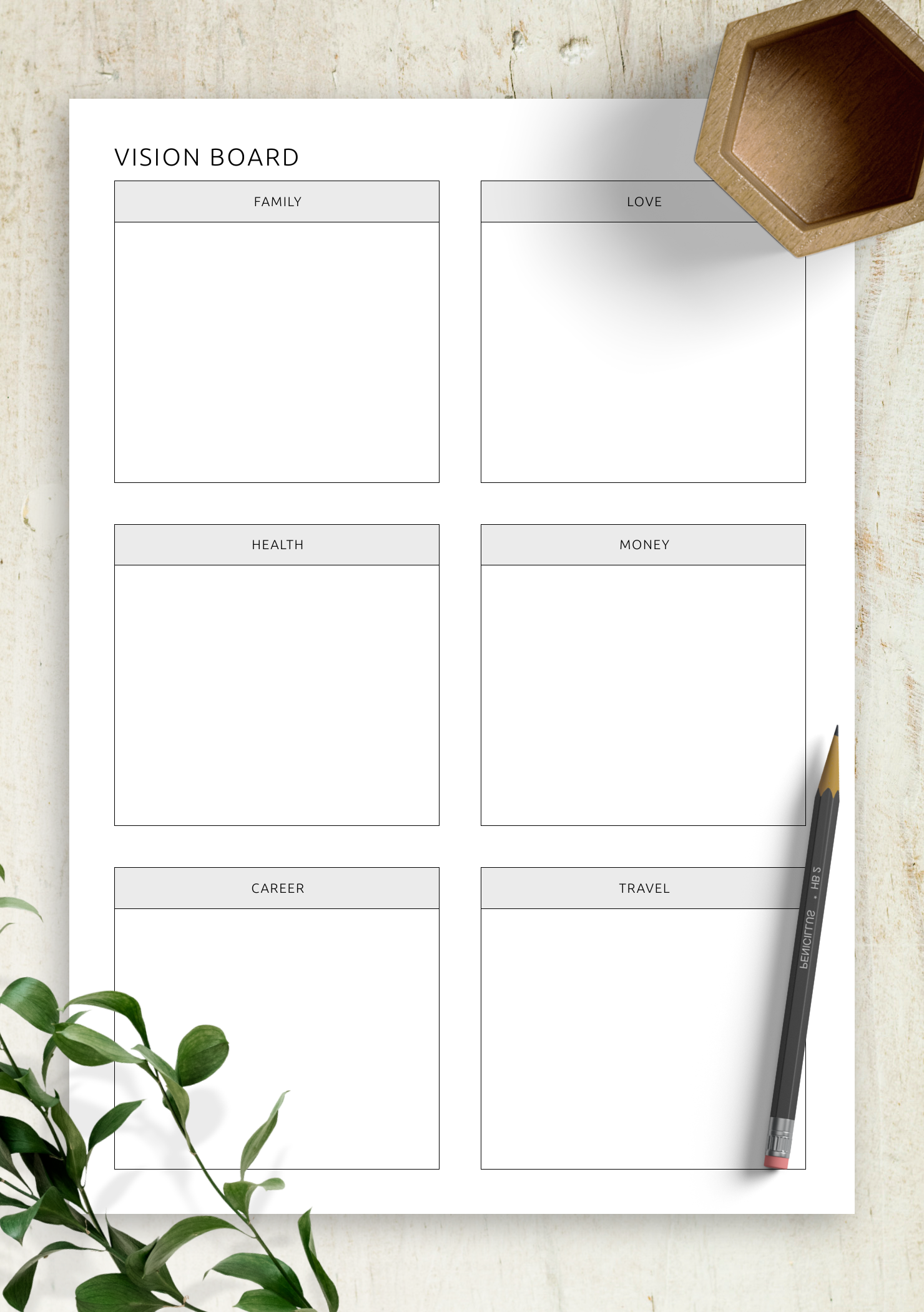 Vision Board Template Printable