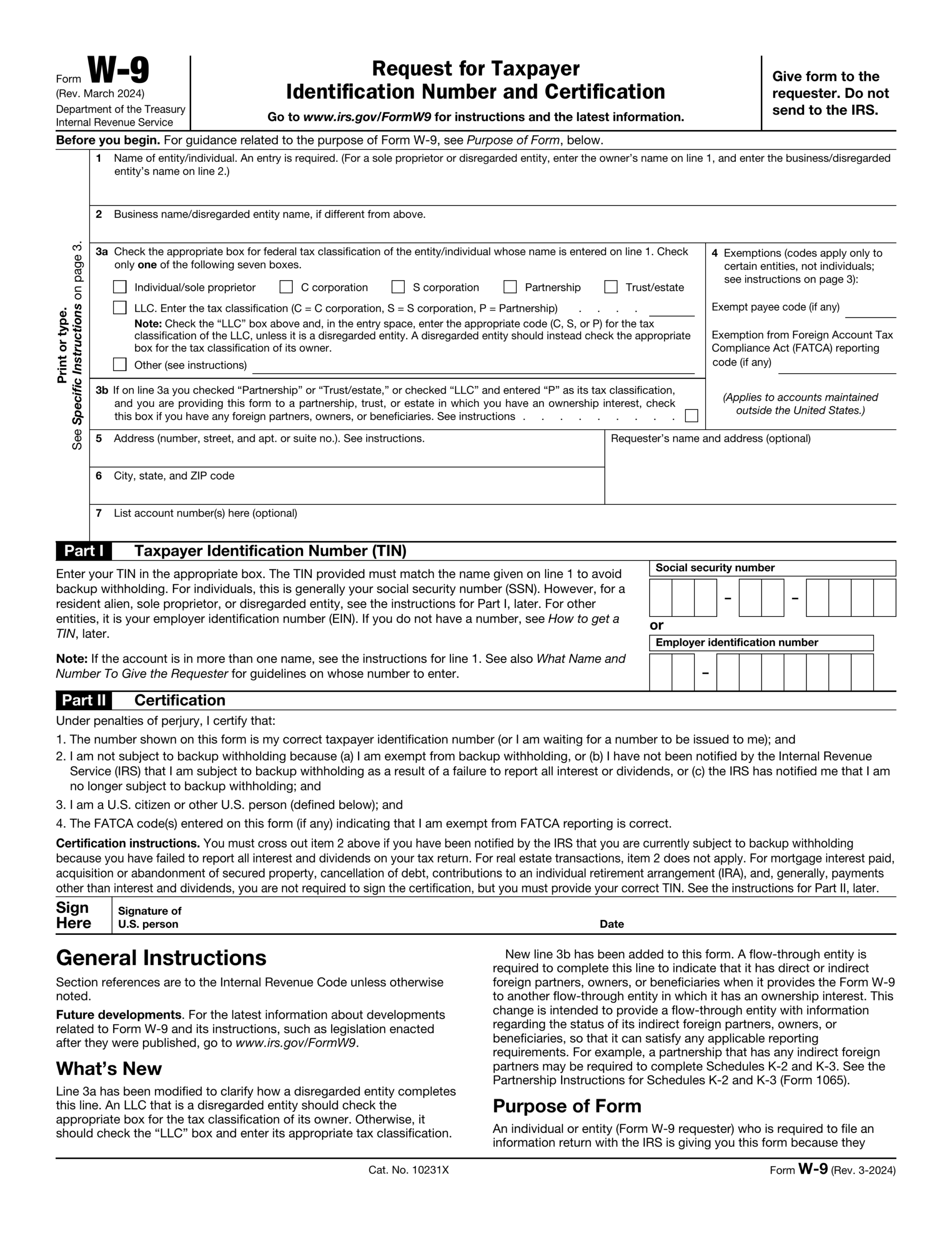 W9 Form Irs 2025