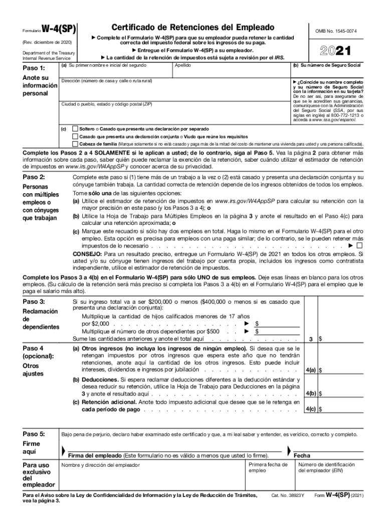 W4 Form 2024 Spanish Fill Out amp Sign Online DocHub