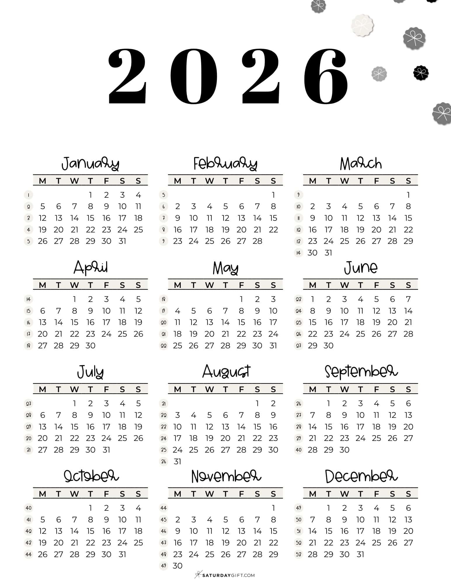 Printable Week Calendar November 25 2026