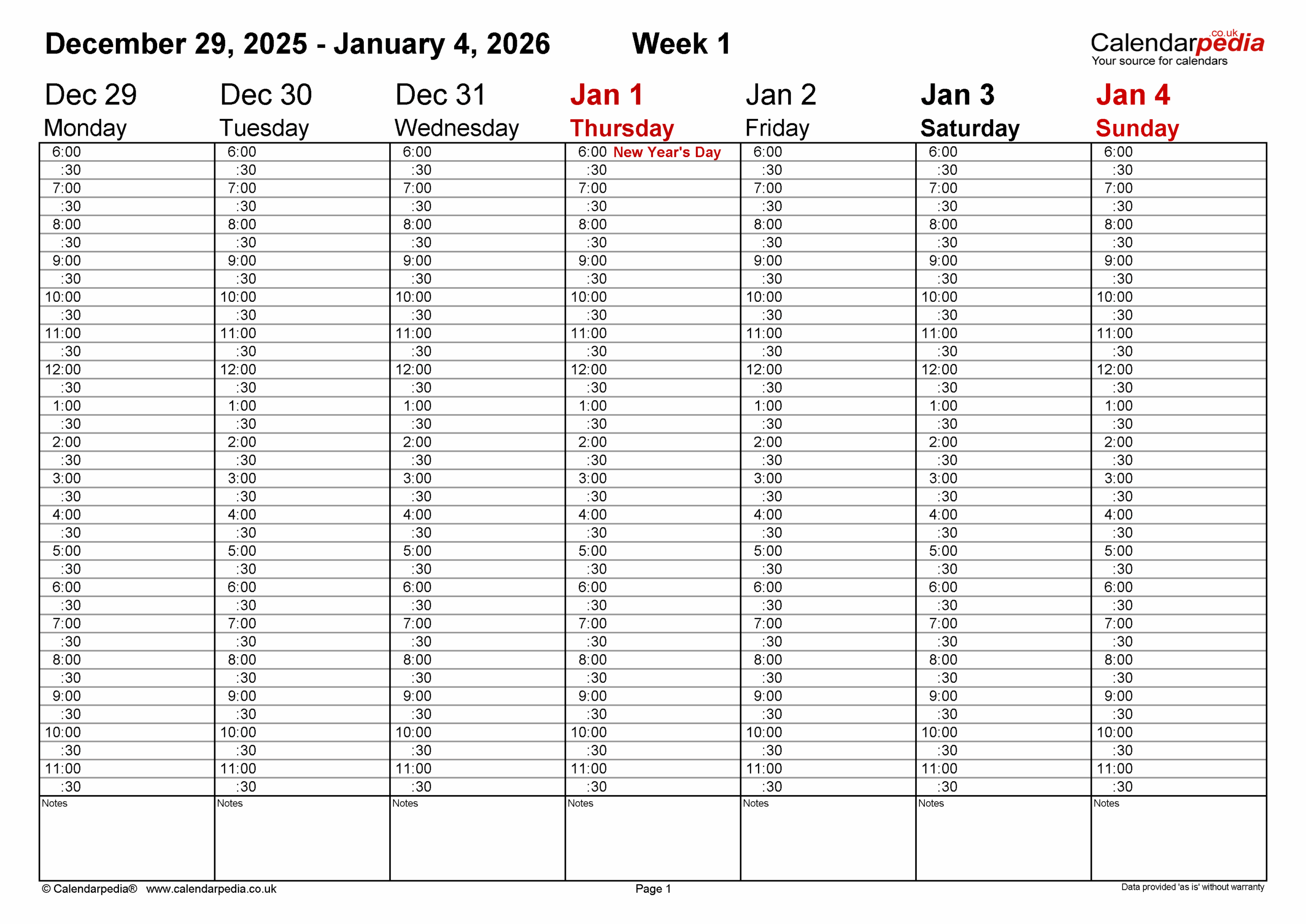 Free Printable Weekly Planner Calendar With Time Slots 2026