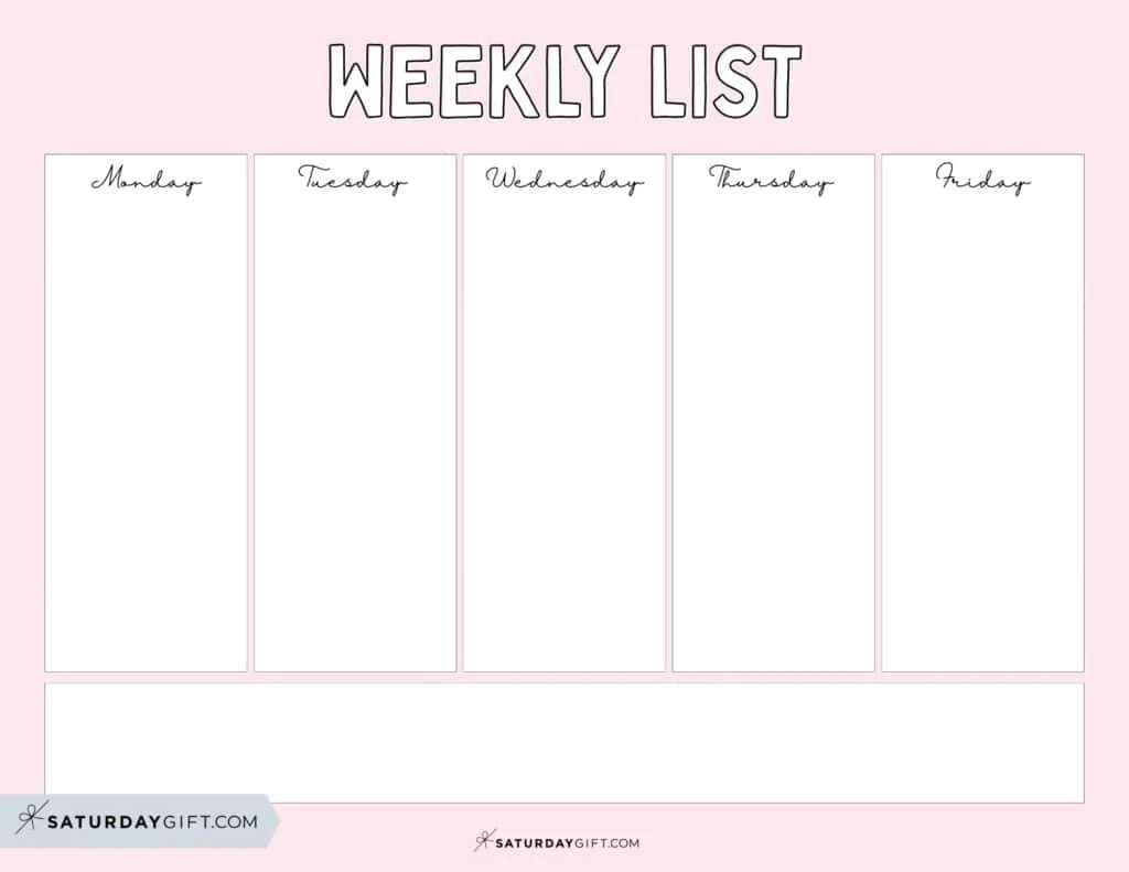 Free Printable Blank Weekday Calendar