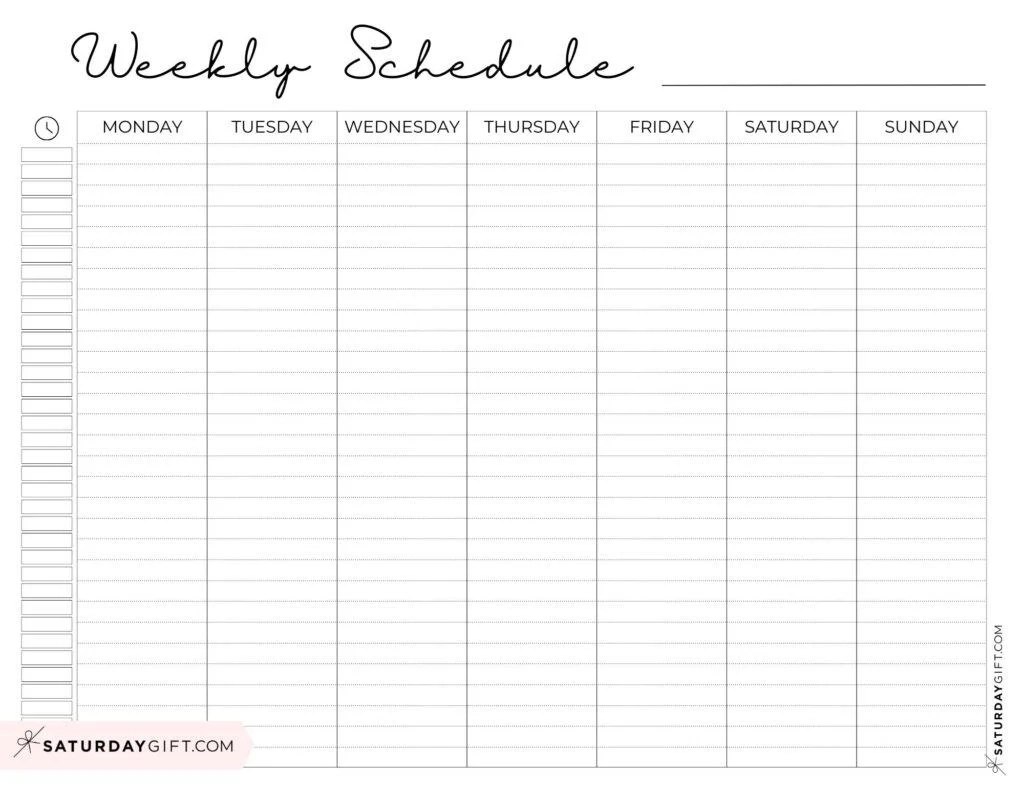Weekly Blank Calendar Printable Free