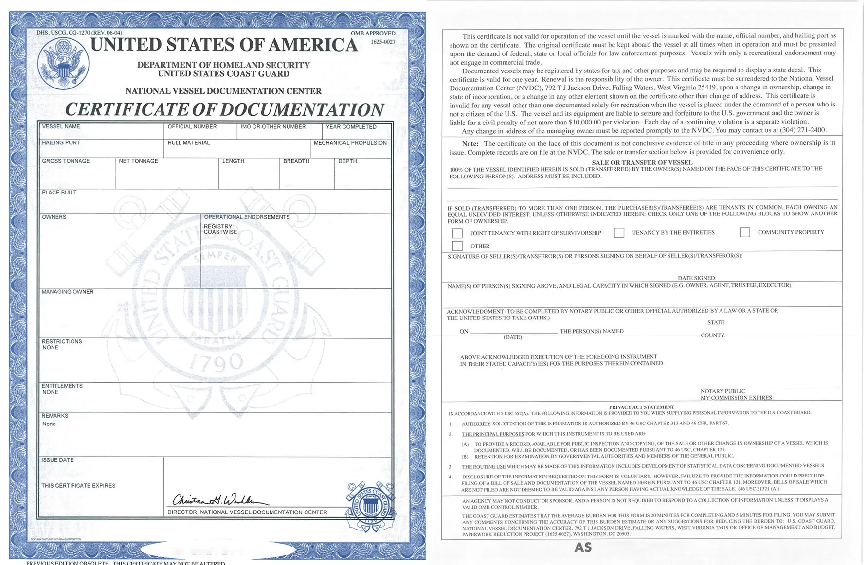 What Is A US Coast Guard Certificate Of Documentation COD 