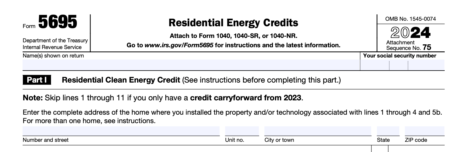 Irs Form 5695 2023 Residential Energy Credit