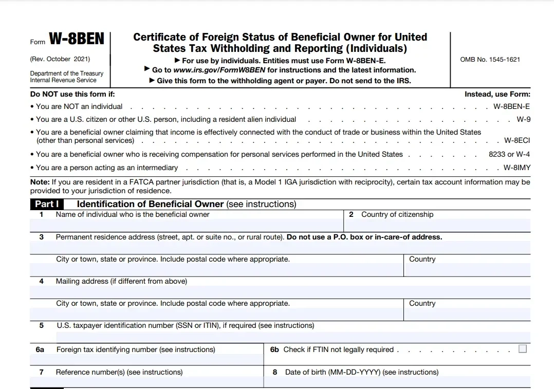 What Is Form W 8BEN And Why Is It So Important 1040 Abroad