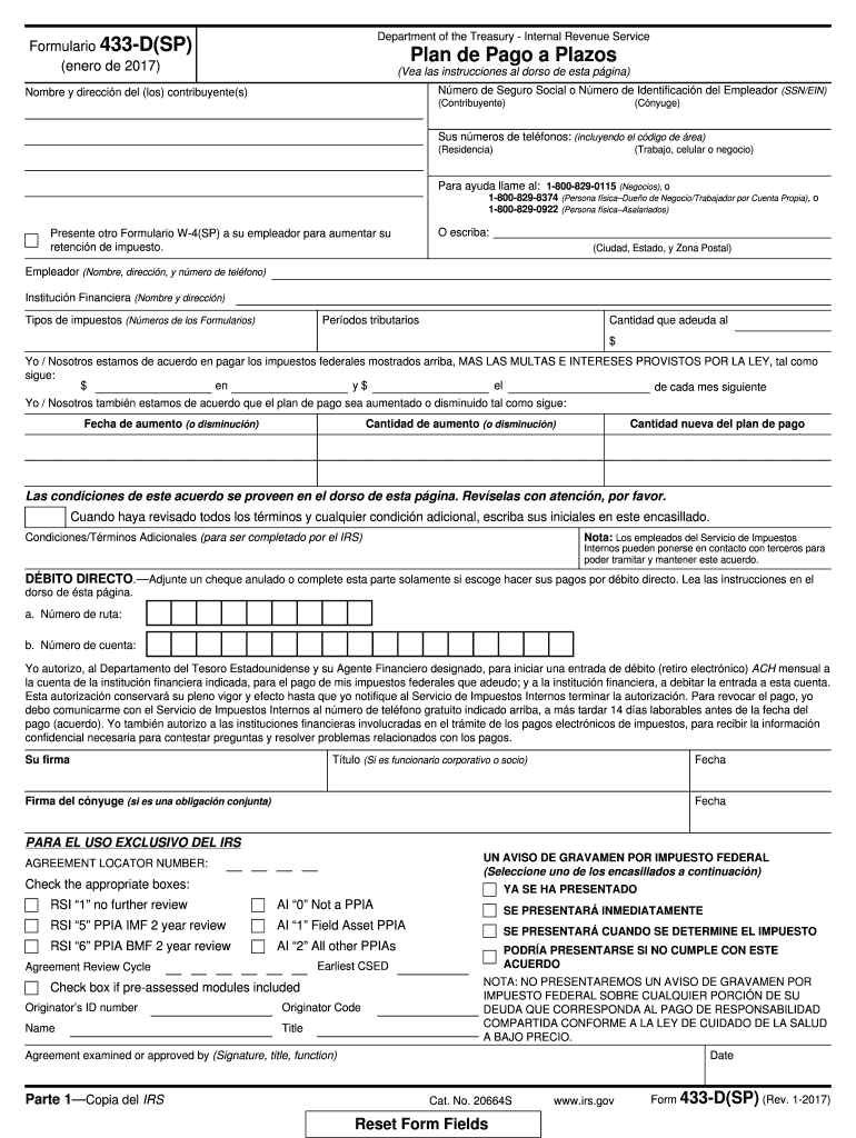 Irs Form 433d Online Payment Agreement