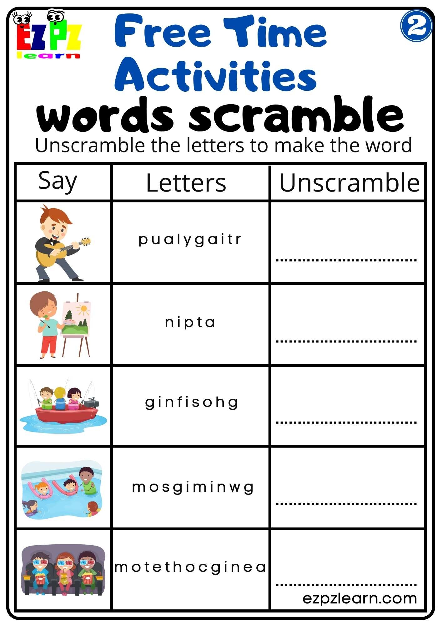 Word Scramble Activity For Children And ESL Students PDF Download 