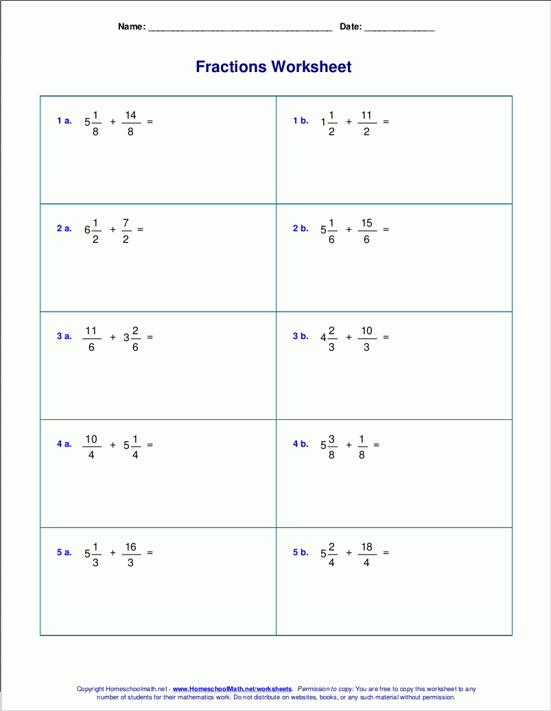 4th Grade Fractions Worksheets Printable