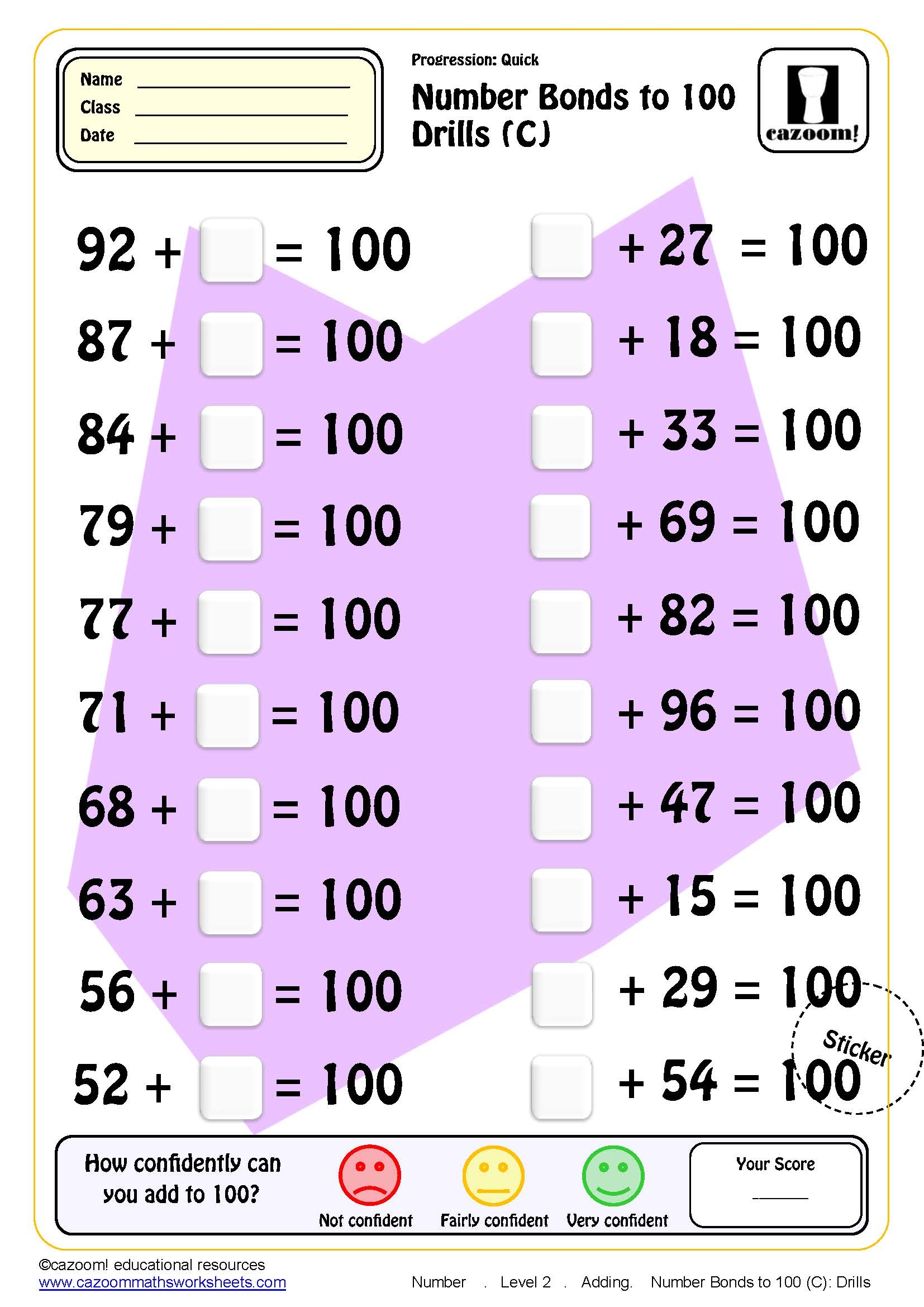Maths Printable Worksheets Year 2