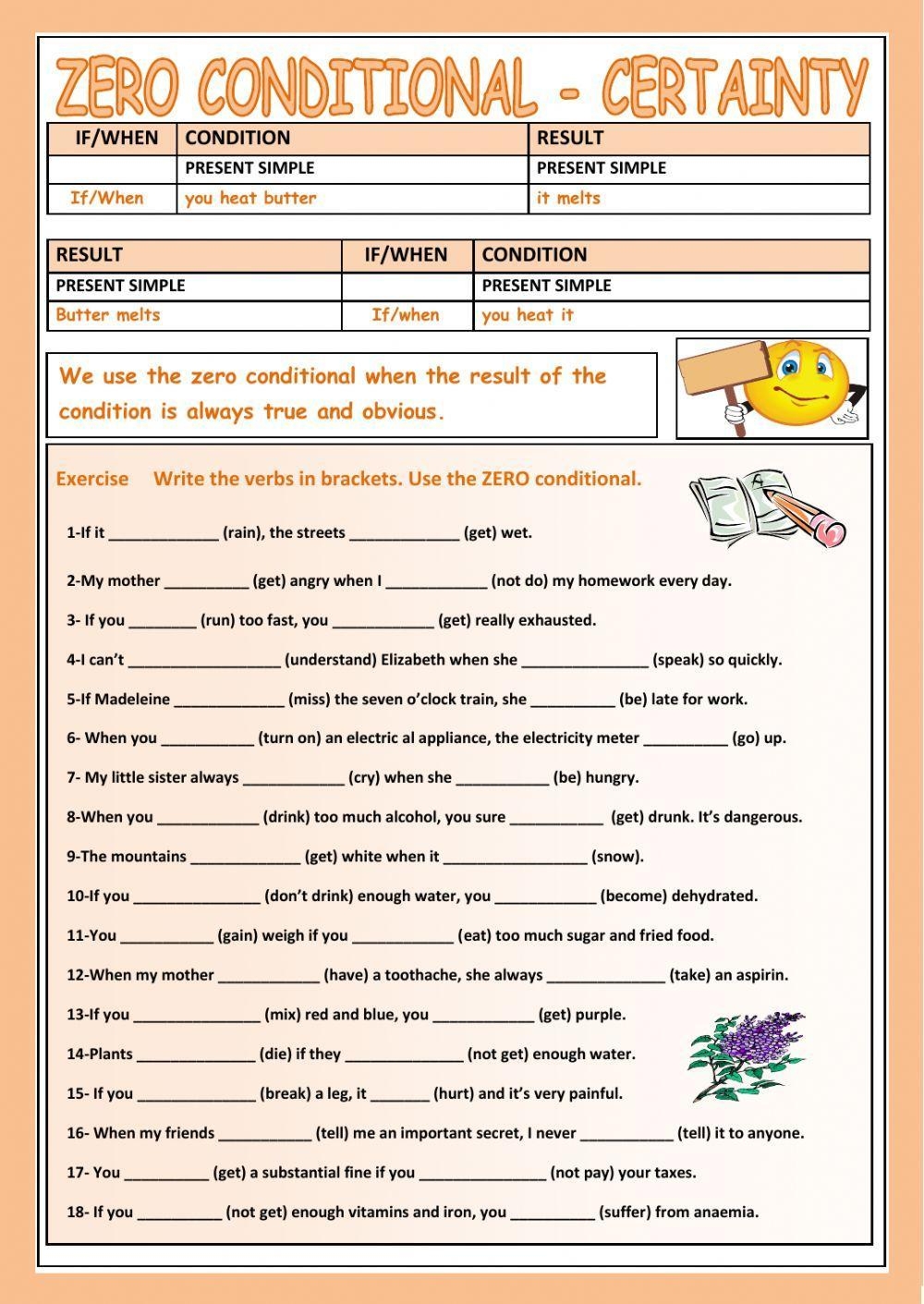 Zero Conditional ESL Worksheets 44661