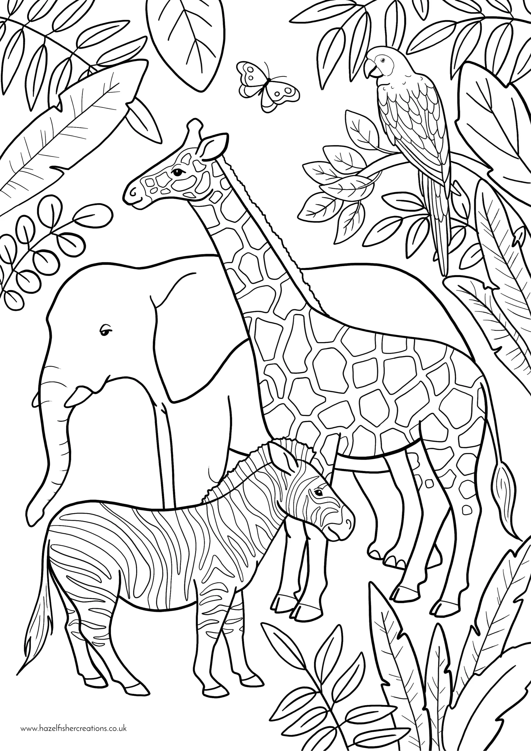 zoo animals colouring in activity sheet printables